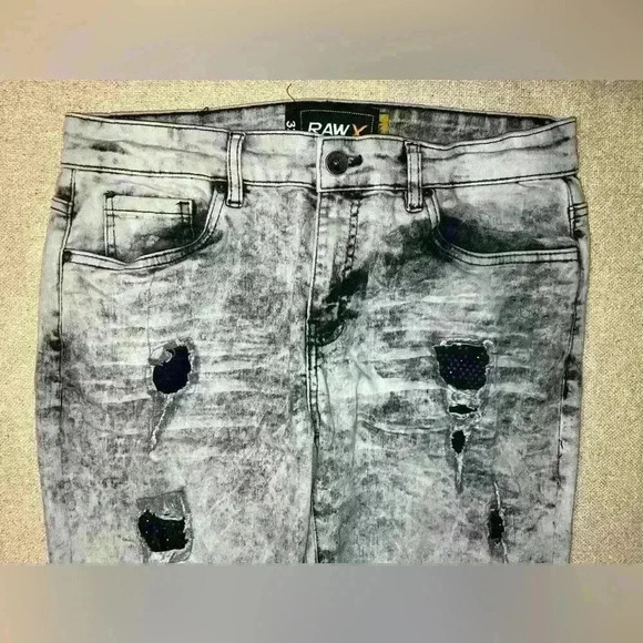 Raw X Mens Jeans Size 32x31 Skinny Fit Distressed Grunge Hip Hop B0061 - Picture 10 of 12